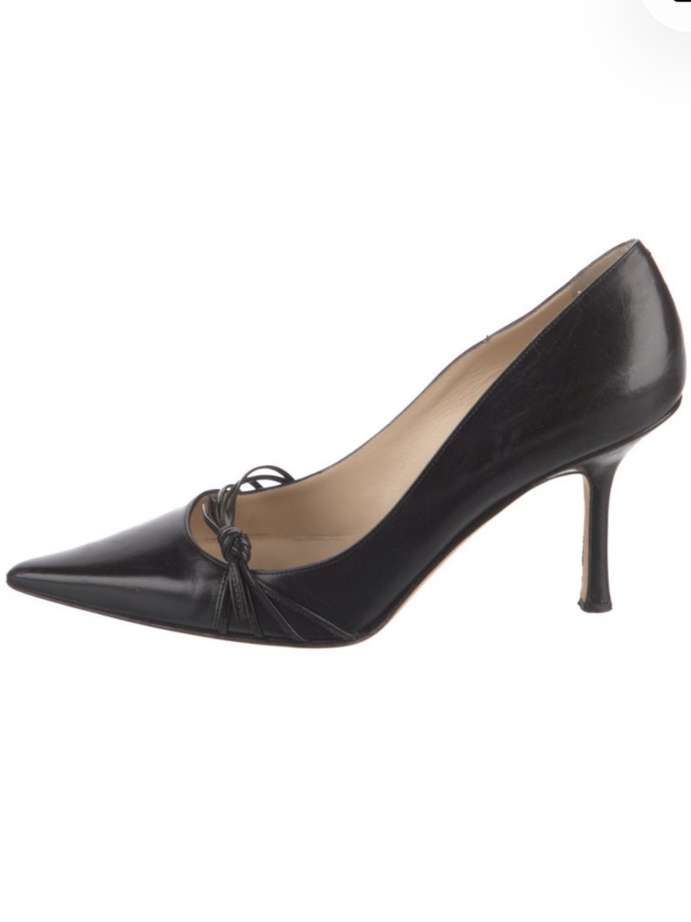 Jimmy Choo Black Leather Pumps Heels Size 38 7.5